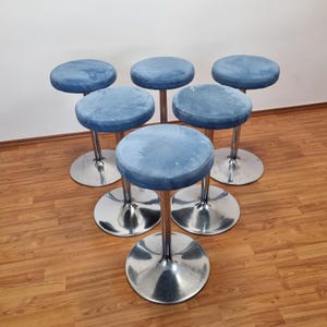 1 of 6 Vintage Metal Bar Stools, Italy 90s