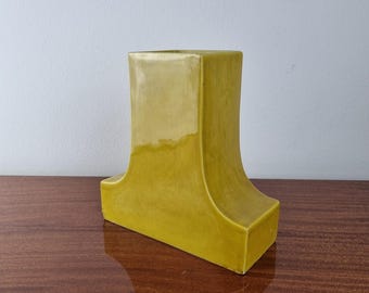 Vintage Yellow Ceramic Vase, Italian Pottery, 70s