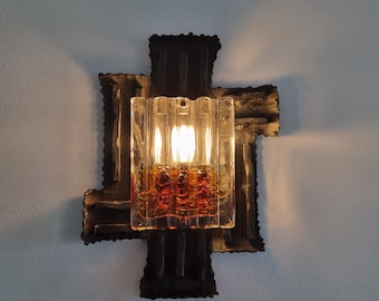 Vintage Brutalist Wall Lamp by Adriano Poli for Poliarte, Italy 70s