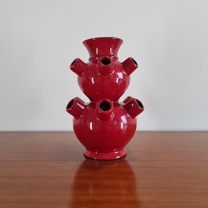 Mid Century Red Bitossi Vase, Italy 70s
