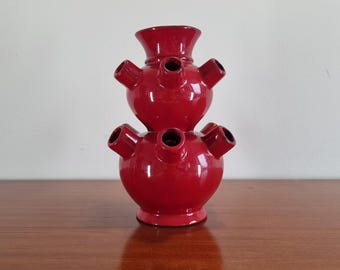 Mid Century Red Bitossi Vase, Italy 70s