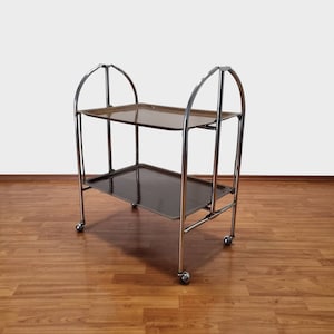 Wózek składany Mid Century, wózek barowy Vintage Formica, wózek w stylu Gerlilol 33, lata 60. Niemcy
