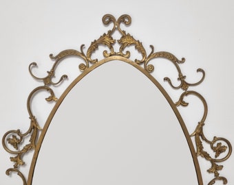 Large Vintage Brass Mirror, Italy 60s