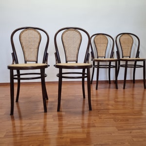 Pair Of Thonet Style Dining Chairs, Thonet Bistro Chairs, Cane Dining Chairs, 80s
