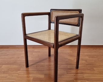 Vintage Cane and Wood Chair, Italy 70s