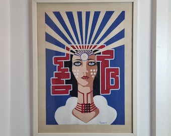 Mid Century Pop Art Painting, Acryl On Paper, Italy 70s