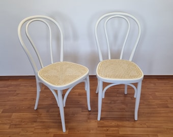 Pair Of Thonet Style Dining Chairs, Cane Chairs, Italy 90s