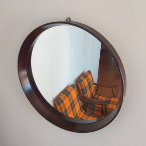 Vintage Scandinavian Teak Mirror, Mid Century Modern Wood Mirror, 60s