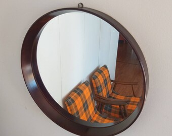 Vintage Scandinavian Teak Mirror, Mid Century Modern Wood Mirror, 60s