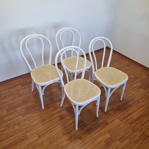 Set Of 4 Thonet Style Dining Chairs, Thonet Bistro Chairs, Cane Dining Chairs, 90s