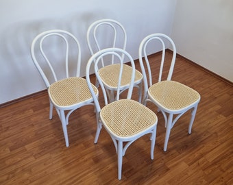 Set Of 4 Thonet Style Dining Chairs, Thonet Bistro Chairs, Cane Dining Chairs, 90s