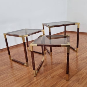 3er Set Messing Couchtische, Italien 70er Jahre