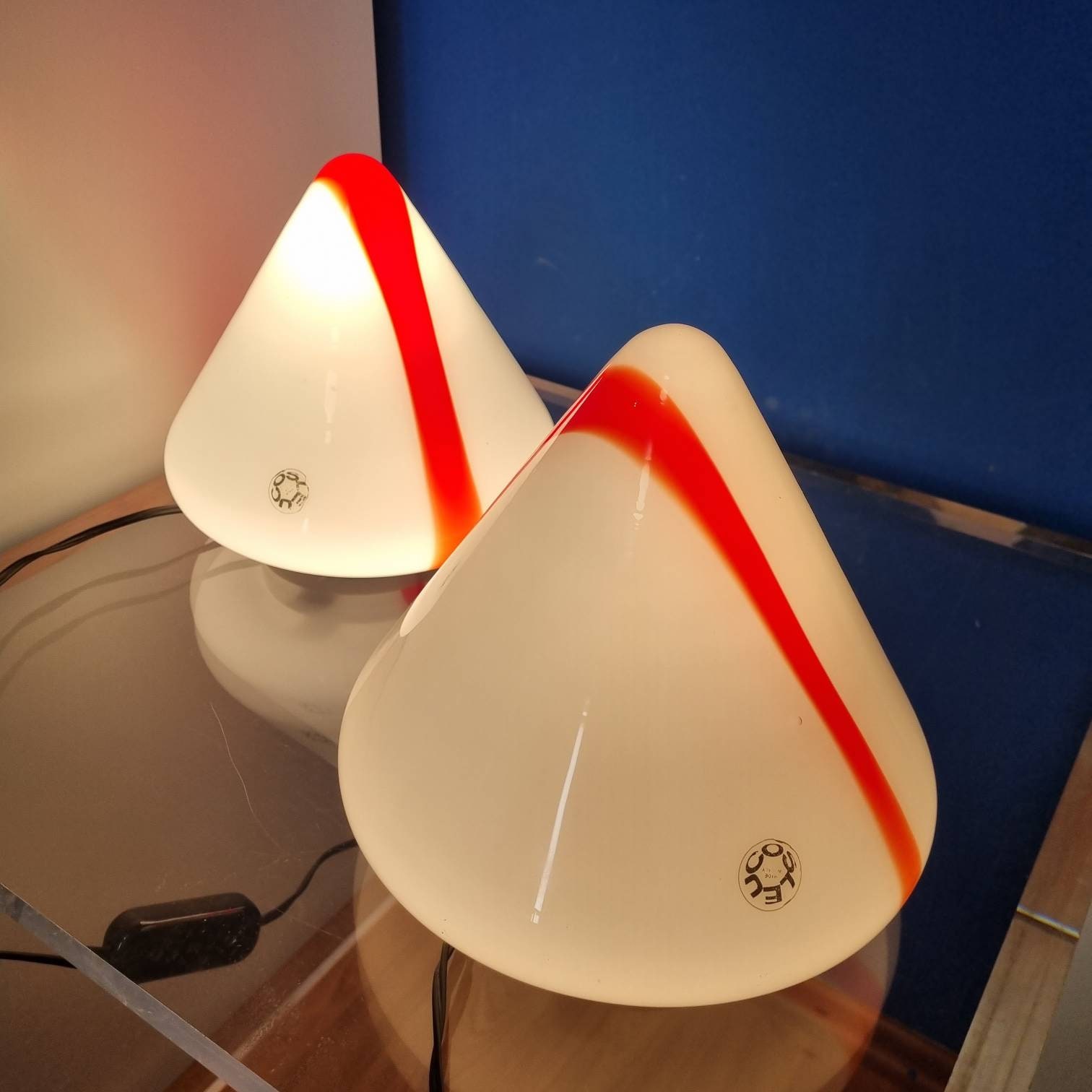 レナートトーソ作 ムラーノガラス テーブルランプ ペアイタリア 70 