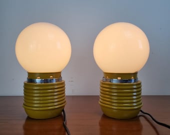Vintage Yellow Night Lamps, Space Age Table Lamps, Italy 70s