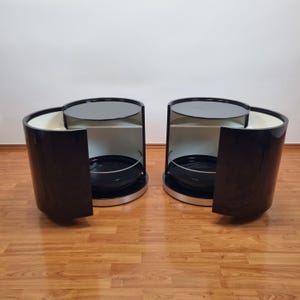 Pair of Black Lacquered Nightstands by Willy Rizzo for Mario Sabot, Italy 70s