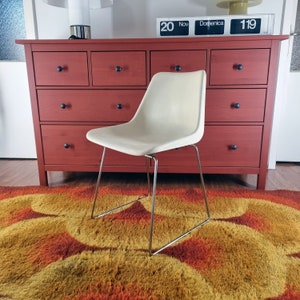 Mid Century Modern White Dinning Chair, Robin Day Design Chair, Hille Chair, Anonima Castelli, Italy 60s