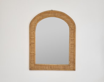 Vintage Bamboo And Cane Mirror, Italy 70s