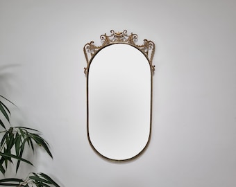 Large Vintage Brass Mirror, Italy 60s