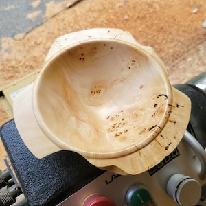 Handmade Maple Burl Wood Bowl: Live Edge Rim, Unique Design