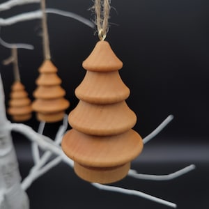 Hand-Turned Wood Christmas Tree Ornament: Rustic Holiday Decor
