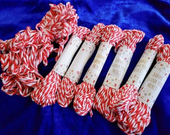 Ornament string, candy cane colored Ornament strings, Ornament hangers, Ornament rope, Red and White Ornament string, Ornament twine, string