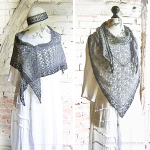 Romantic Fichu, triangle lace scarf, shawl, Petite Girlfriend, Crochet Pattern, Instant Download PDF