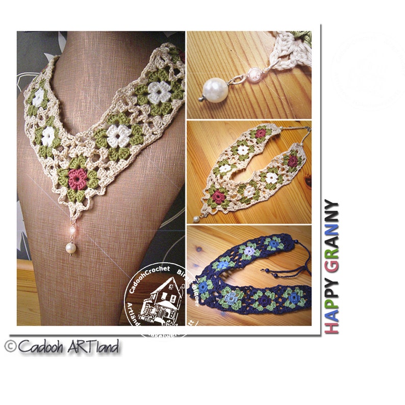 Happy Granny Jewelry Kit Necklace & Bracelet CROCHET PATTERN Instant Download PDF image 3