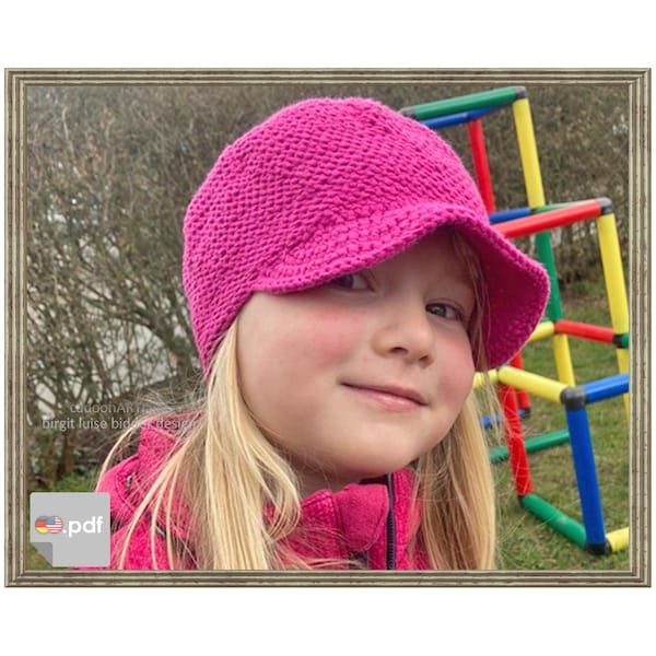 Casquette Lieselle Anders Kiddies - crochet peaked cap, French Cap in 3 Sizes Kids, CROCHET PATTERN - Instant Download PDF