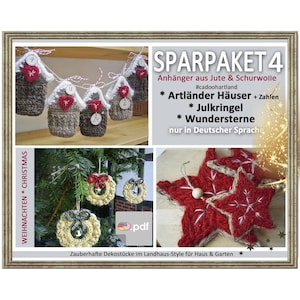 Paket 3 - ermäßigte Häkelanleitungen - Weihnachten, Deko: Artländer Häuser - Adventskalender, Julkringel und Wundersterne - Spezialpreis
