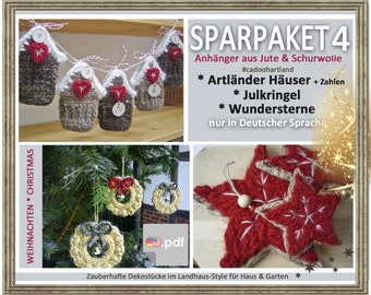 Bundle of 3 Discounted Christmas Cottage Crochet Patterns - Only in German language! Note: in English language under category Bundle Save