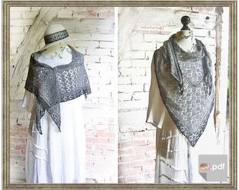Romantic Fichu, triangle lace scarf, shawl, Petite Girlfriend, Crochet Pattern, Instant Download PDF
