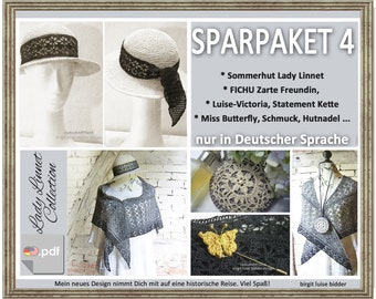 Bundle of 4 Discounted Historical Crochet Patterns - Only in GERMAN language! Note: in English language under category Bundle Save!