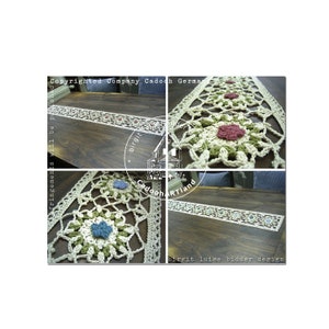 Primrose table runner tablecloth Guipure lace crochet flowers CROCHET PATTERN Instant Download PDF image 3