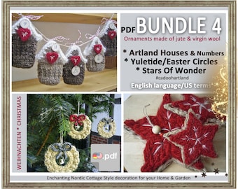 Bundle of 3 Discounted Christmas Cottage Crochet Patterns: Artland Houses – Advent Calendar, Yuletide Circle, Stars of Wonder- Special Price