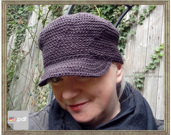 Cap or Casquette Lieselle Anders - crochet peaked cap, French Cap in 3 Sizes, CROCHET PATTERN - Instant Download PDF