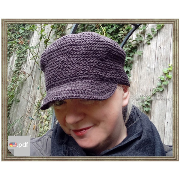 Cap or Casquette Lieselle Anders - crochet peaked cap, French Cap in 3 Sizes, CROCHET PATTERN - Instant Download PDF