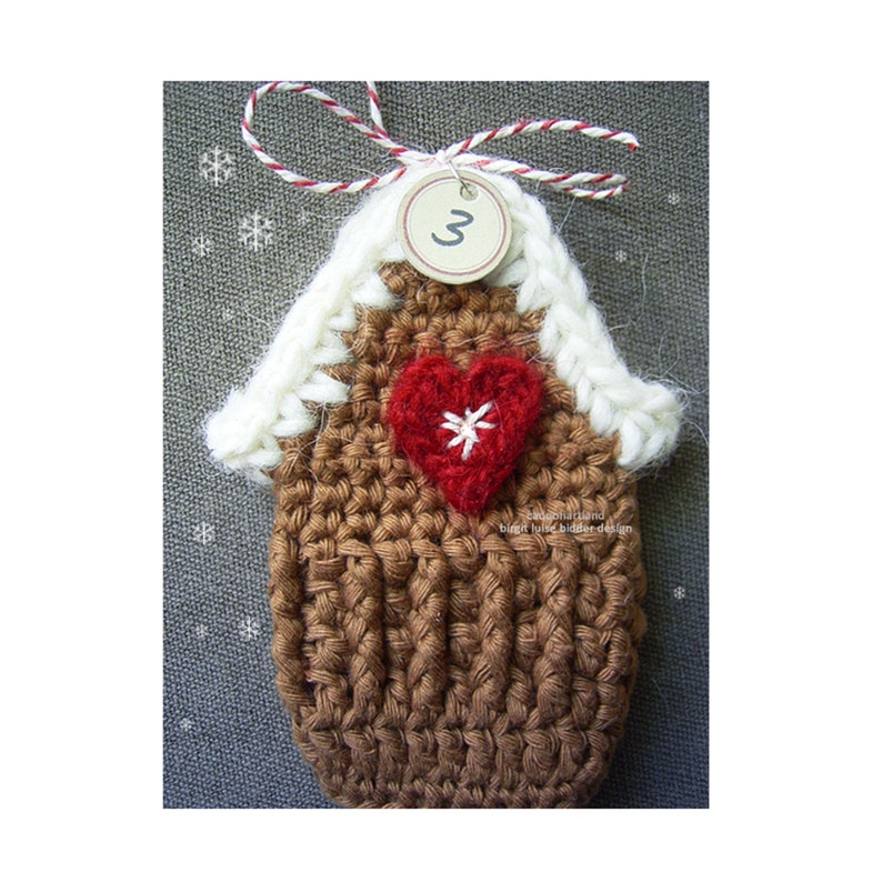 Artland House/s gingerbread christmas advent calendar gift packaging crochet pattern incl. PDF numbers Instant Download PDF image 4