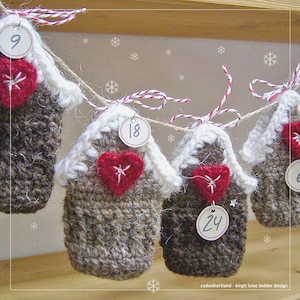 Artländer Häuser- Lebkuchenhaus Weihnachten - Adventskalender - Geschenkanhänger - Häkelanleitung inkl. PDF Zahlen - sofortiger Download PDF