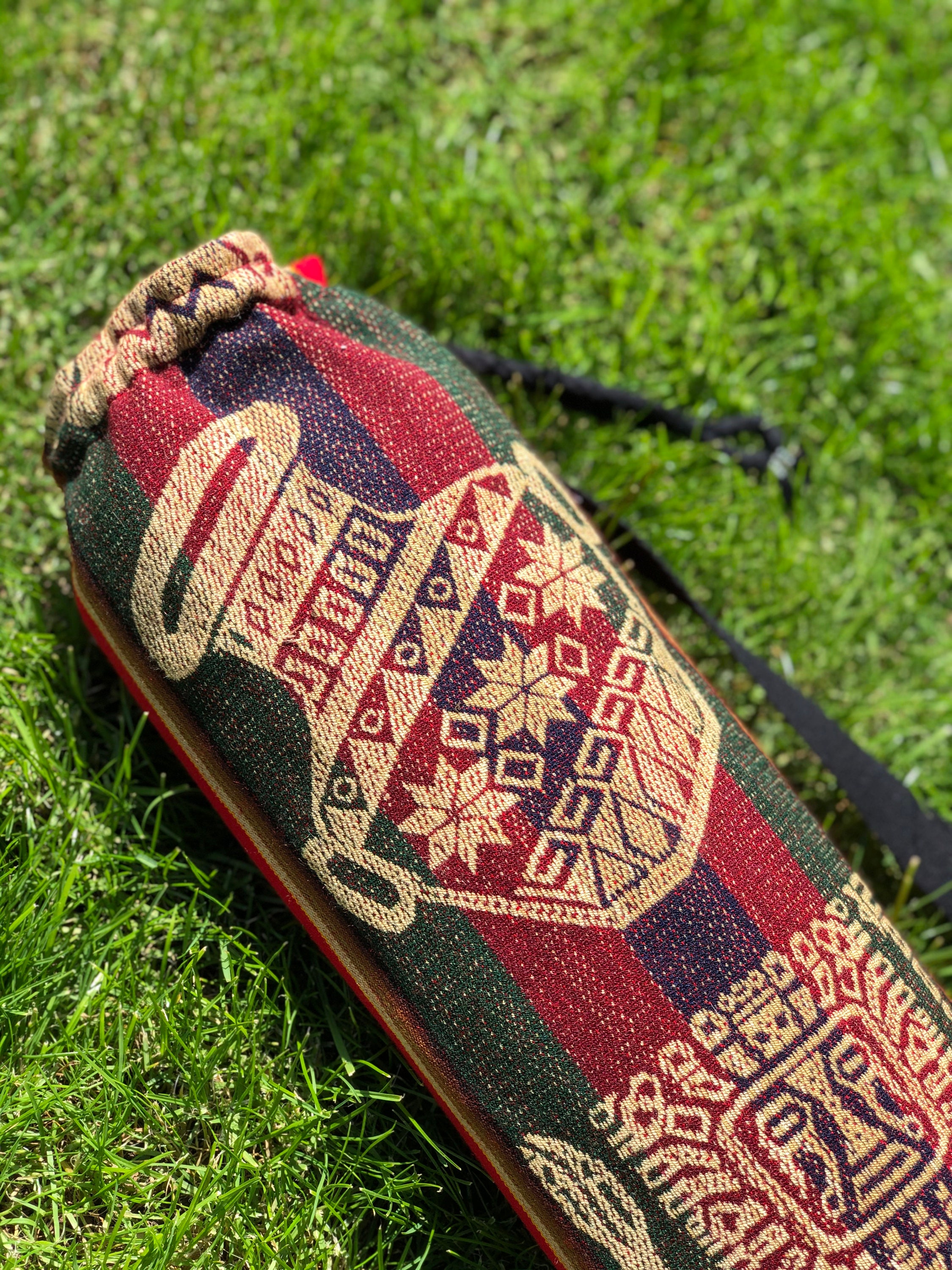Ethnic Fabric Yoga Mat Bag, Yoga Bag With Drawstring, Pinatex™ Yoga Bag