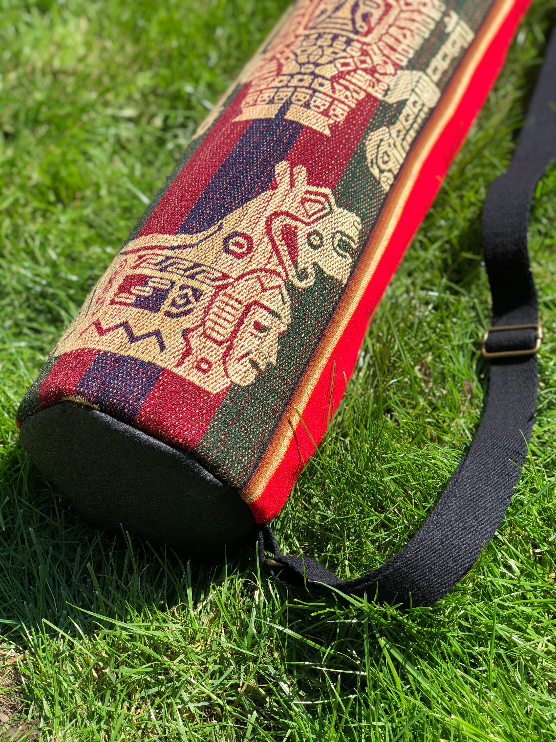 Ethnic Fabric Yoga Mat Bag, Yoga Bag With Drawstring, Pinatex™ Yoga Bag