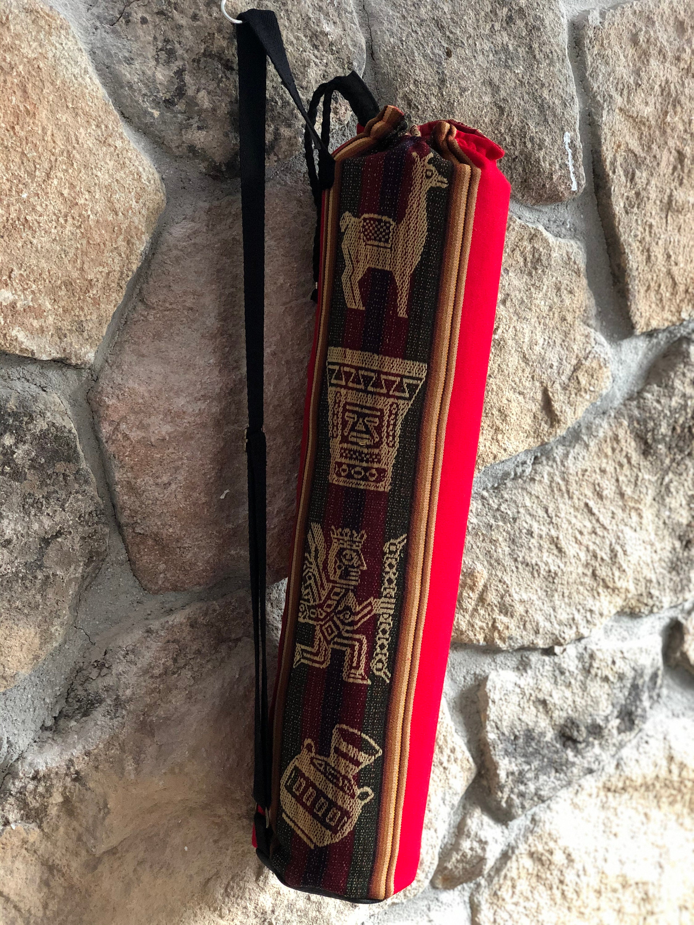 Ethnic Fabric Yoga Mat Bag, Yoga Bag With Drawstring, Pinatex™ Yoga Bag