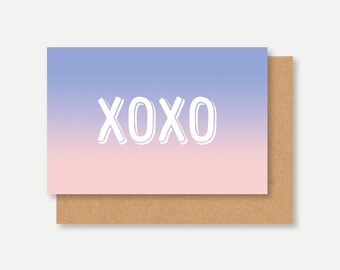 XOXO Karte, bff Karte, Bff-Karte, Xoxo-Karte, Typografie, Freundschaftskarte, Küssen Karte, Klatsch-Mädchen-Karte, Xoxo Klatsch Mädchen, Xoxo-Illustration