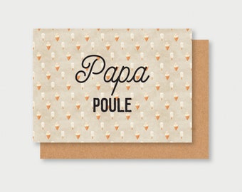 Biglietto per la festa del papà PAPA POULE, biglietto per papà, regalo per la festa del papà, regalo per papà, regalo di nascita per papà, torta per papà, papà