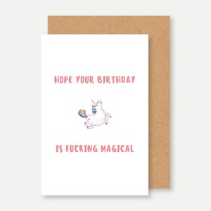 Cartão de aniversário com humor UNICÓRNIO, cartão de aniversário de unicórnio, cartão de unicórnio, cartão de fada de unicórnio, cartão de aniversário feminino,