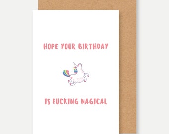 Carte anniversaire LICORNE humour, unicorn birthday card, unicorn card, unicorn fairy card, carte anniversaire girly,