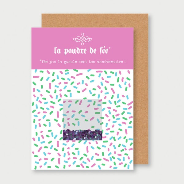 Carte ANNIVERSAIRE PAILLETTES , carte anniversaire humour , carte anniversaire pailletée et féerique , cadeau anniversaire licorne