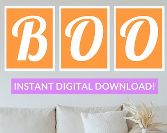 Halloween decoraties Indoor Set van 3 Boo afdrukbare enkele letters DIY borden Instant Digitale Download voor vakantie-evenement, feesten, Home Decor