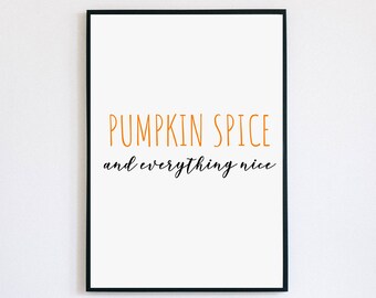 Afdrukbaar herfstbord Instant Digitale Download Pumpkin Spice en alles wat leuk is voor evenementen, feesten, woondecoratie, feest, herfst, vakantie