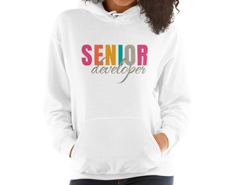 Sviluppatore senior, Felpa con cappuccio unisex, Programmatore di computer, Programmatore, IT, Tecnologia