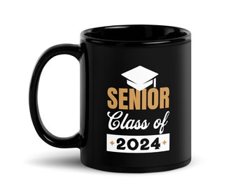 Senior Class of 2023, zwarte glanzende mok, afstudeercadeau of cadeau, alleen Amerikaanse verzending